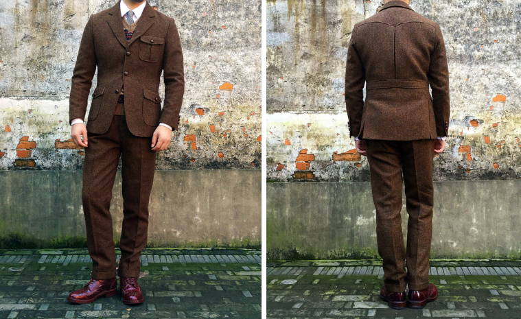 British Retro Brown Tweed Double Pleated Trousers(Annual Ring)