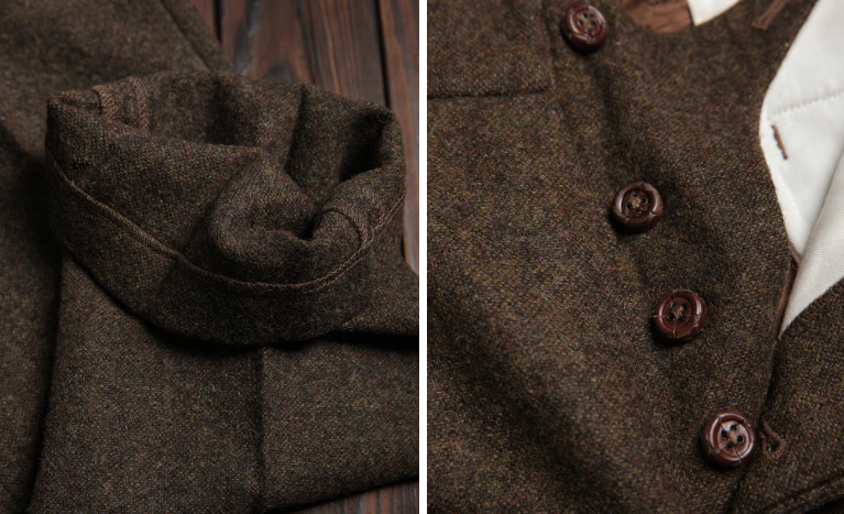 British Retro Brown Tweed Double Pleated Trousers(Annual Ring)