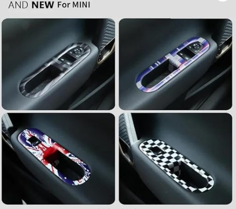For Mini For Cooper J01/F66 Car Interior Door Window Lifter Switch Control Panel Covers Stickers Decals Decoration Accessories(JCW)