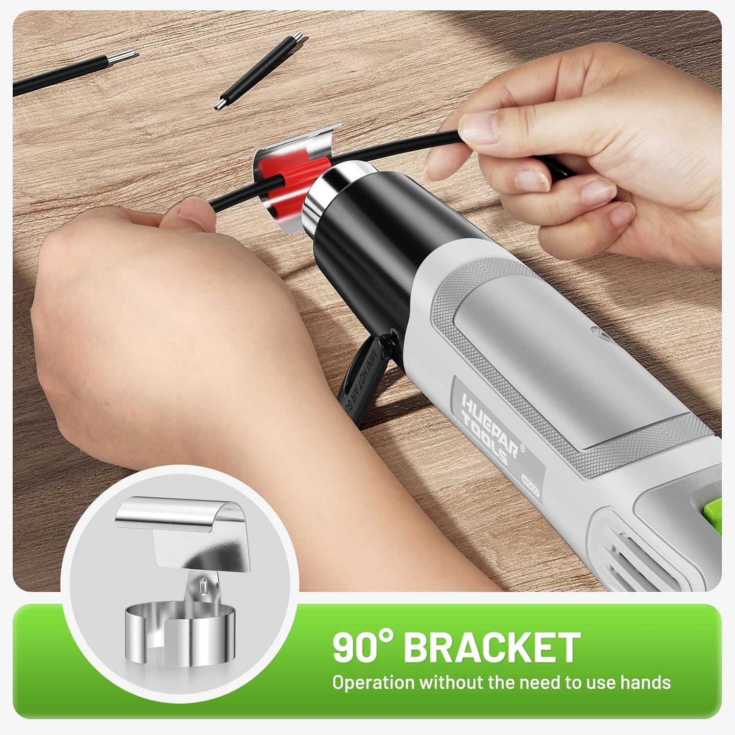 Mini Heat Gun, Huepar Tools 500W Dual Temp Setting 350℃ & 500℃ Hot Air Gun Tool with Reflector Nozzle, Heat Gun for Paint Stripping, Crafts Vinyl Wrap, Shrink Tubing, Candle Making, DIY