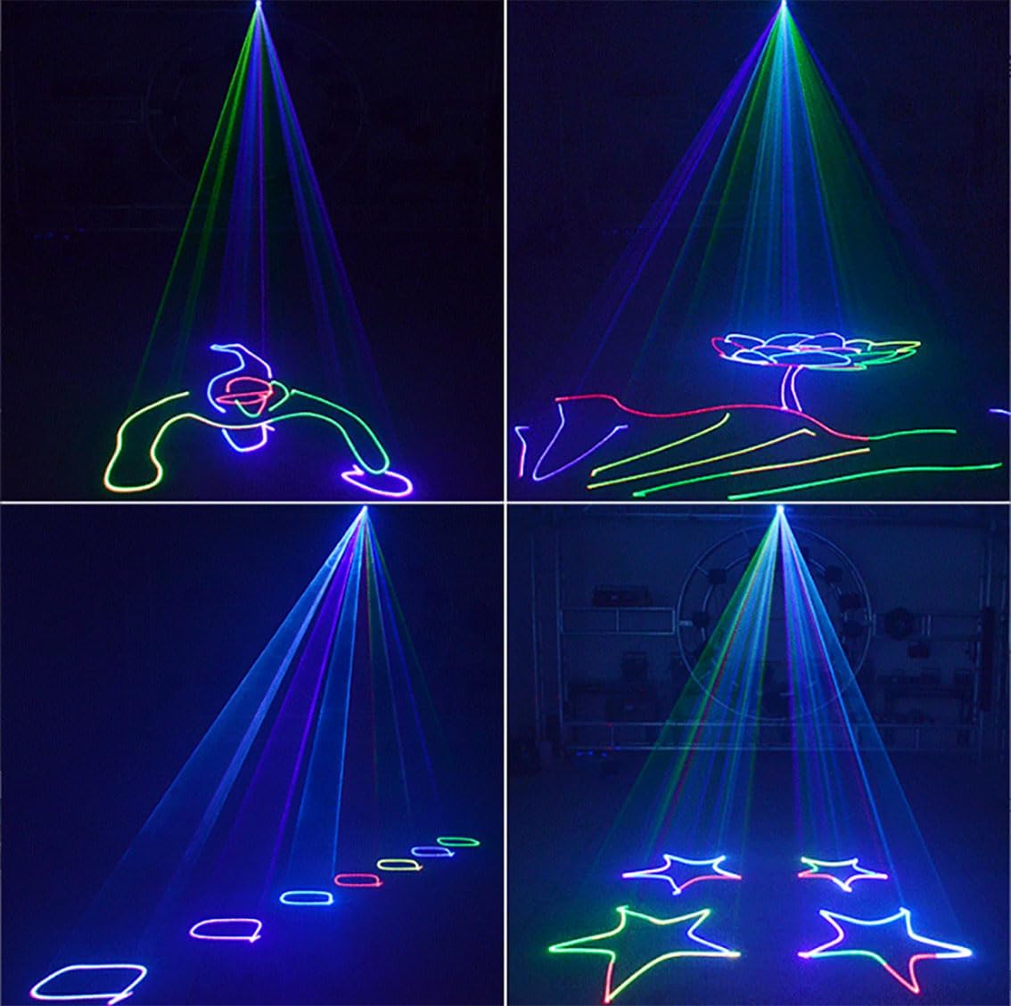 Party Light,5W RGB Full Color Disco DJ Lights with 3D Animation Patterns ILDA Stage Lights Compatible with DMX Beam Effect Light for Bar DJ Night Club Christmas Halloween Wedding Party Decorations