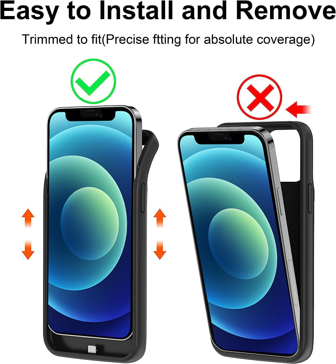 YISHDA Battery Case for iPhone 12 Mini, 6800mAh Slim Portable Rechargeable Protective Battery Pack Cover Power Bank Charging Case Compatible with iPhone 12 Mini/13 Mini (5.4 inch) (Black)