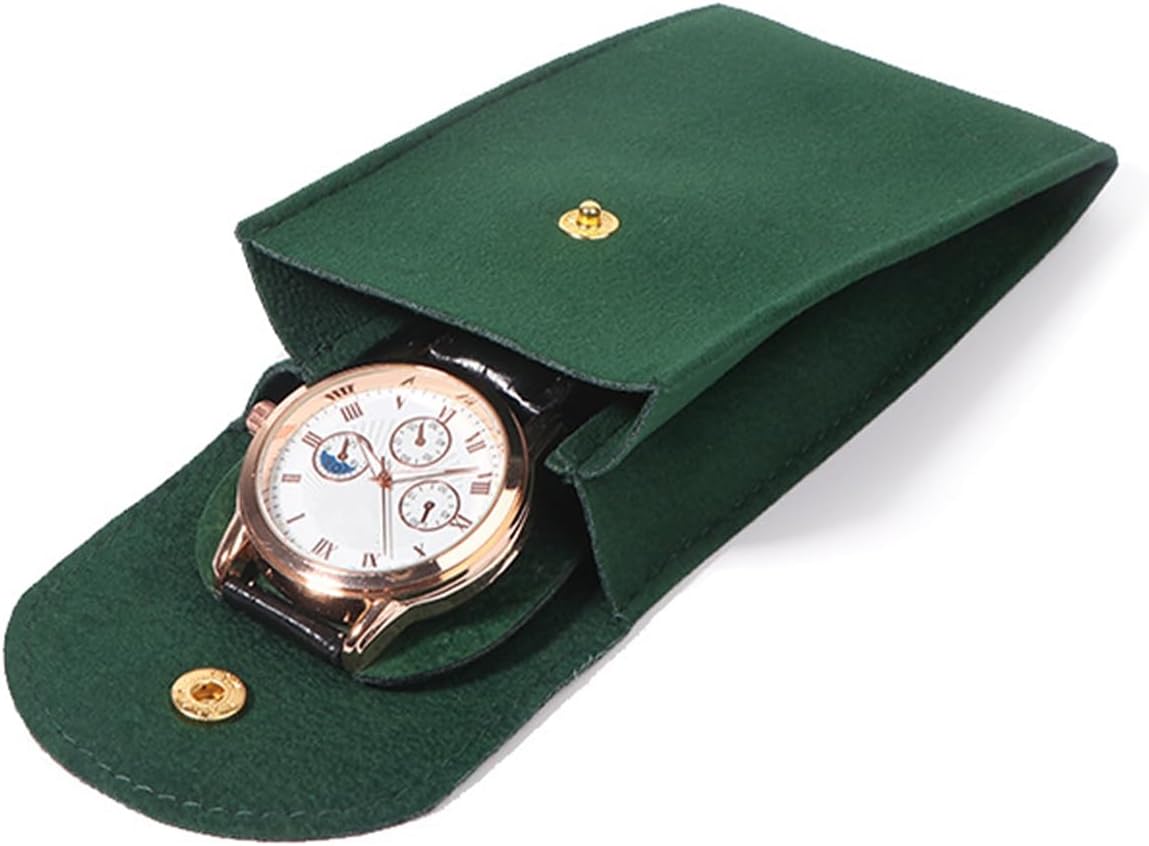 Hsthe Sea 2PCS Watch Travel Case for Men and Women Portable Velvet Watch Pouch Watch Storage Bag - Green