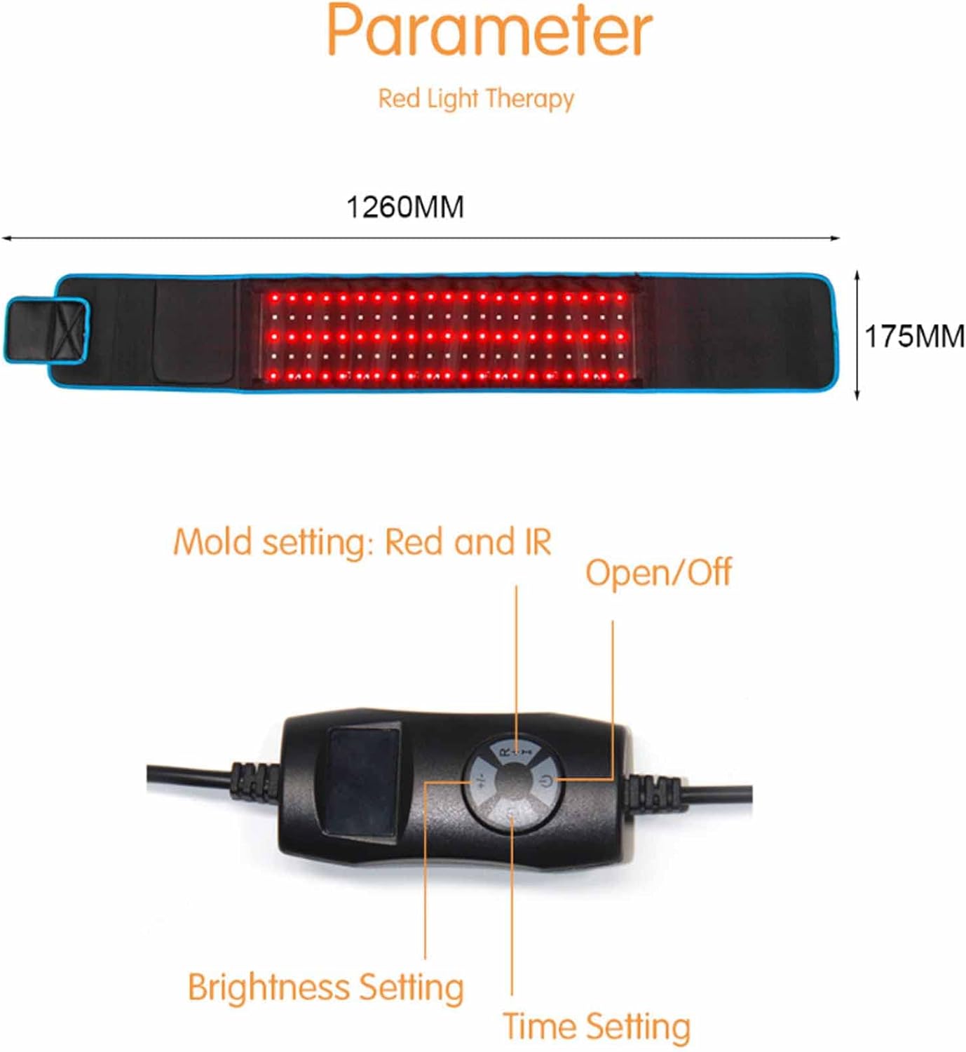NVYAZJ Red Light Therapy Belt, LED Waist Therapy Pad with 660&850nm, 105 Red Lights, Heating Lmbar Massage Belt for Back Shoulder Joints Muscle Pain Relief Weight Loss
