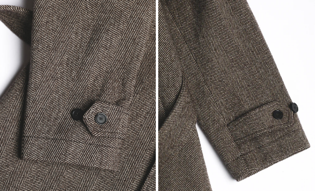 1920s Brown Herringbone Tweed Balmacaan Coat