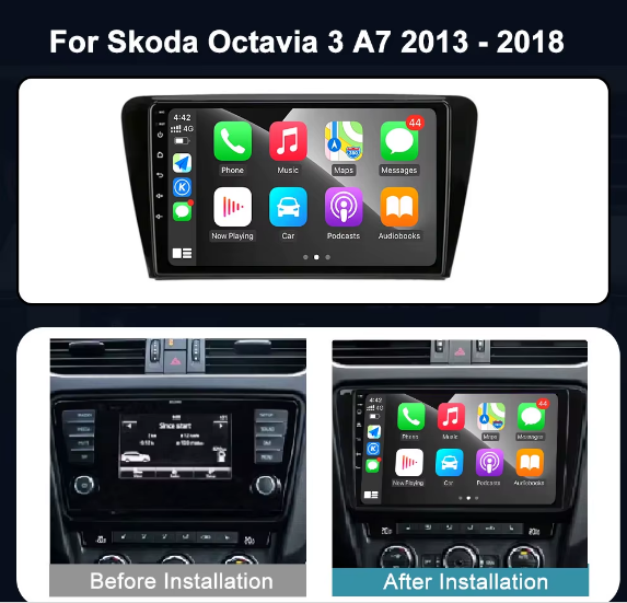 Android 14 for Skoda Octavia 3 A7 2013 - 2018 Carplay Auto 4G+WIFI GPS Car Radio Navigation Multimedia Video Player Stereo BT