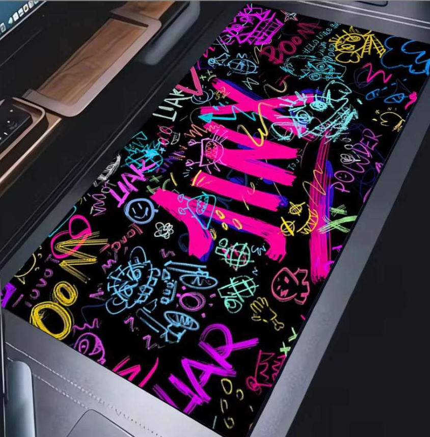 Large Mouse Mat Graffiti Mouse Pad Gaming Keyboard Desk Mat with Non-Slip Rubber Base XXL Mousepad for Home Office Gaming Room