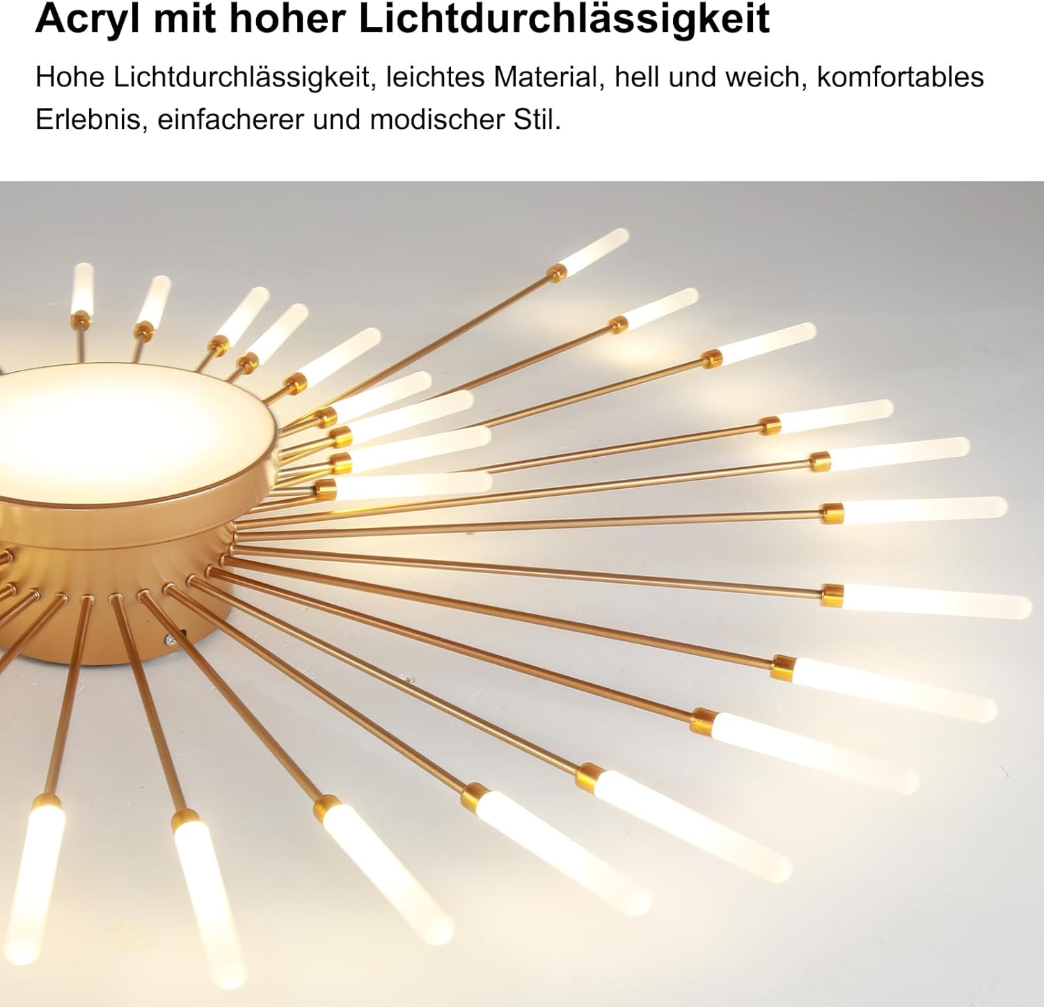 RRBEST Modern LED Ceiling Light,Living Room Ceiling Lamp,Flush Mount Lighting,Creative Fireworks Design Chandelier for Bedroom, Dining Room, Kitchen(Gold,42+1 Heads)