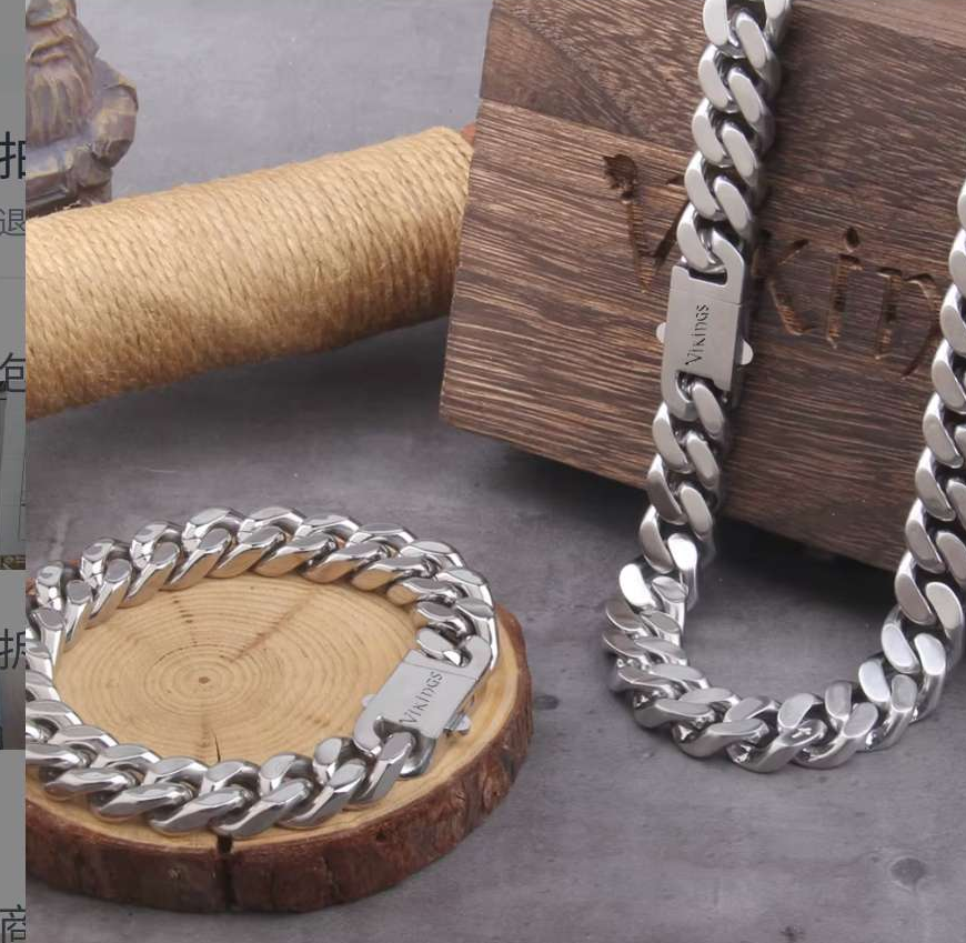 Viking cast cuban chain male thin stainless steel bracelet and necklace polished chain four sides cut boyfriend gift wholesale