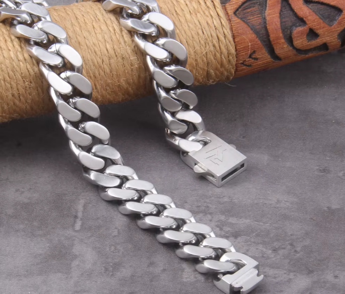 Viking cast cuban chain male thin stainless steel bracelet and necklace polished chain four sides cut boyfriend gift wholesale