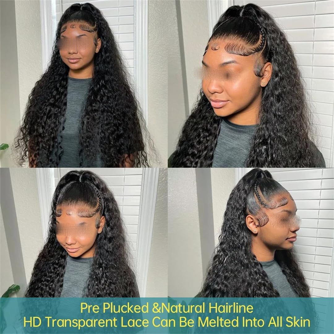 13X6 Transparent Deep Water Wave Curly Human Hair Lace Frontal Wig 13X4 Lace Front Human Hair Wigs