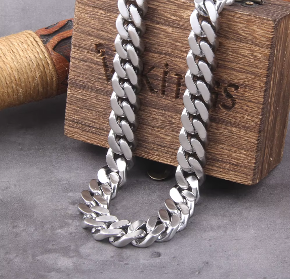 Viking cast cuban chain male thin stainless steel bracelet and necklace polished chain four sides cut boyfriend gift wholesale