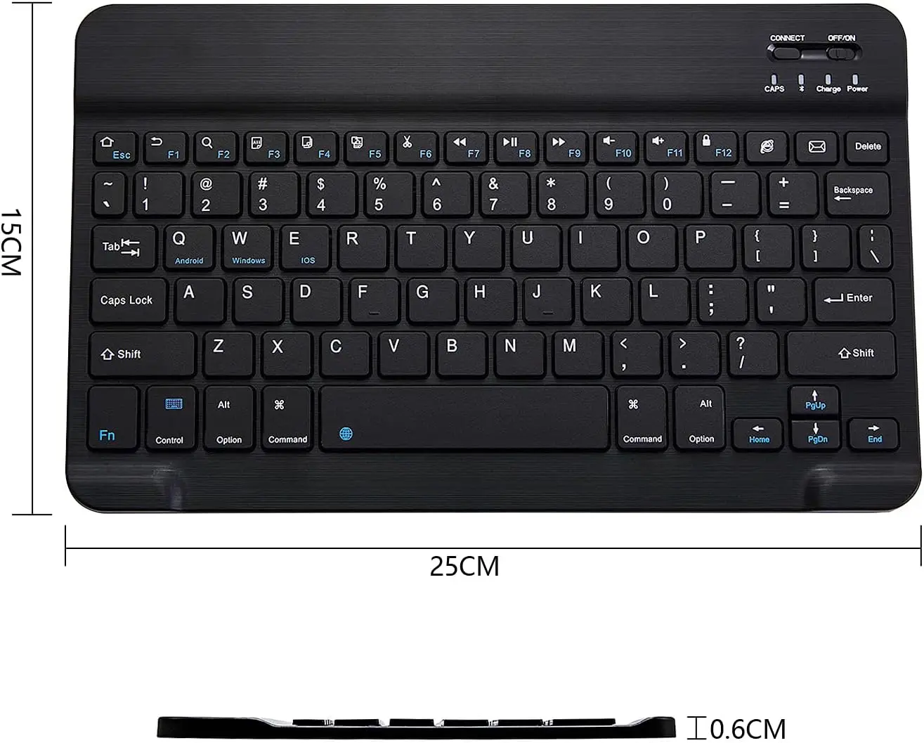 10 Inch Ultra-Slim Bt Keyboard Portable Mini Wireless Keyboard Rechargeable for Tablet Phone Smartphone