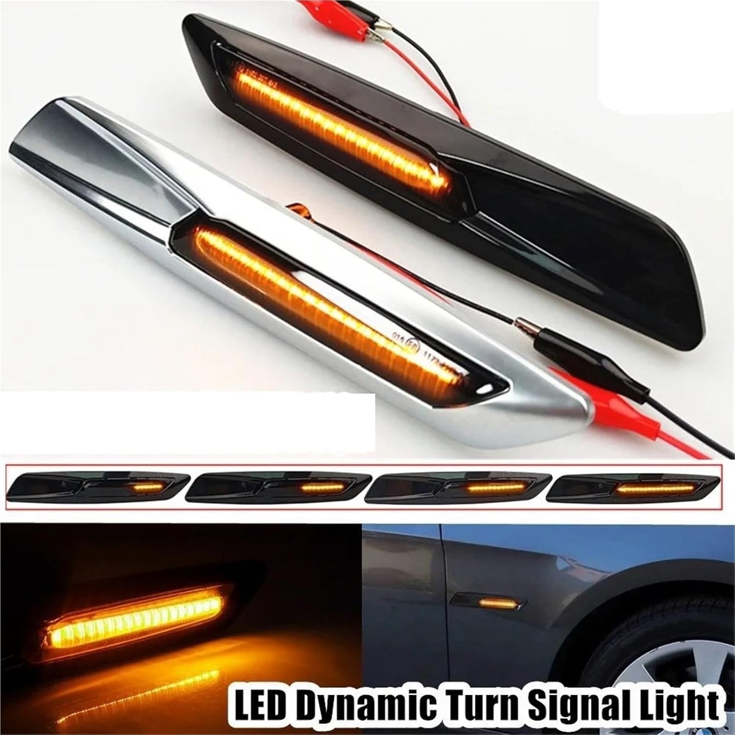Turn Signal Light For BMW 1 3 5 Series F10 F30 E90 E91 E92 E93 E46 E60 E61 Dynamic 12V LED Side Marker Light Turn Signal Lamp Wing Mirror Indicator(Smoky black Lens)