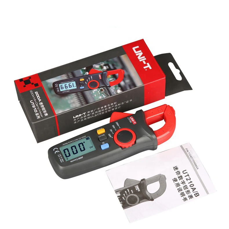 UNI-T UT210A 2000 Counts Auto Ranging Mini Digital Clamp Meter Measure AC Current 200A with a Resolution of 1mA