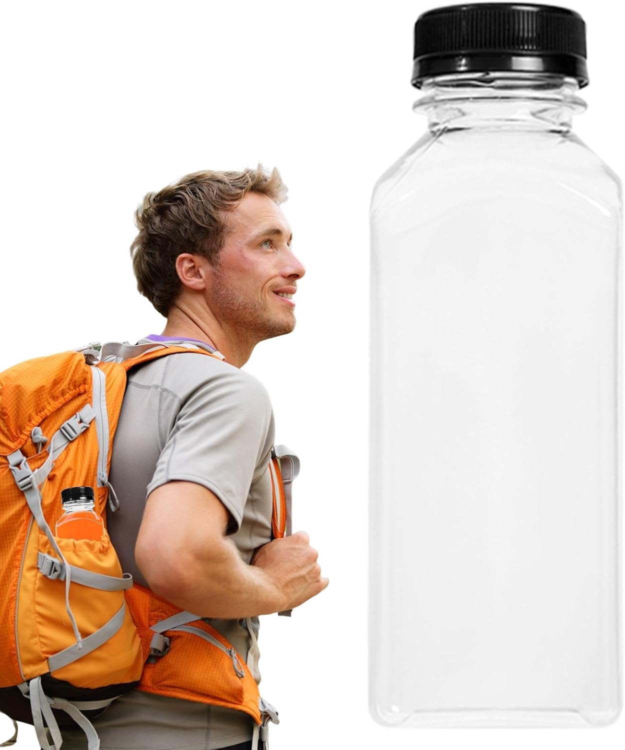 1Ps PlasticJuice Bottles, Clear PETPlastic Juice Bottles, Reusable Square Water Bottles With Black Cap Bottles For Making Juice, Milk, Salad Dressing, Smoothie (150ml/ 250ml/ 350ml/500ml)