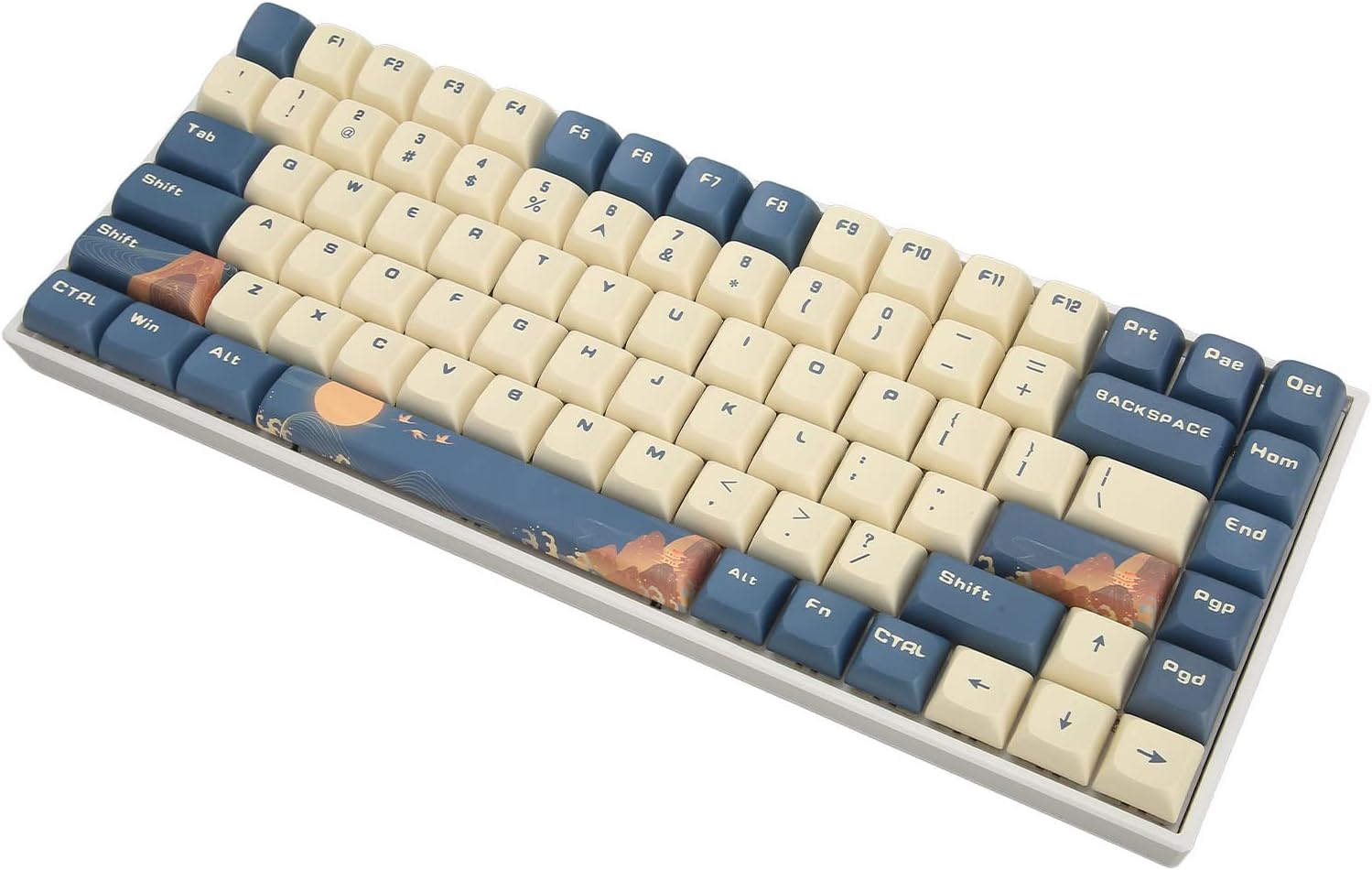 TENP 84 Key Mechanical Keyboard, Blue White Mountain Bird RGB Backlit Wireless Gaming Keyboard For Laptop Computer (Silver Switch)