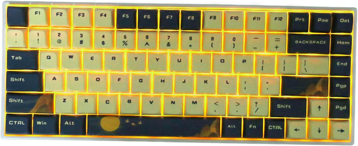 TENP 84 Key Mechanical Keyboard, Blue White Mountain Bird RGB Backlit Wireless Gaming Keyboard For Laptop Computer (Silver Switch)