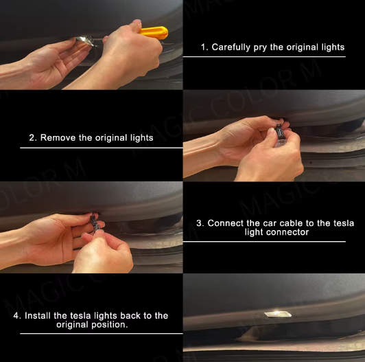 For Tesla Model 3 Y S X LED Atmosphere Foot-Well Lights Car Interior Lighting Floor Door Puddle Decorative Lamp  Accessories
