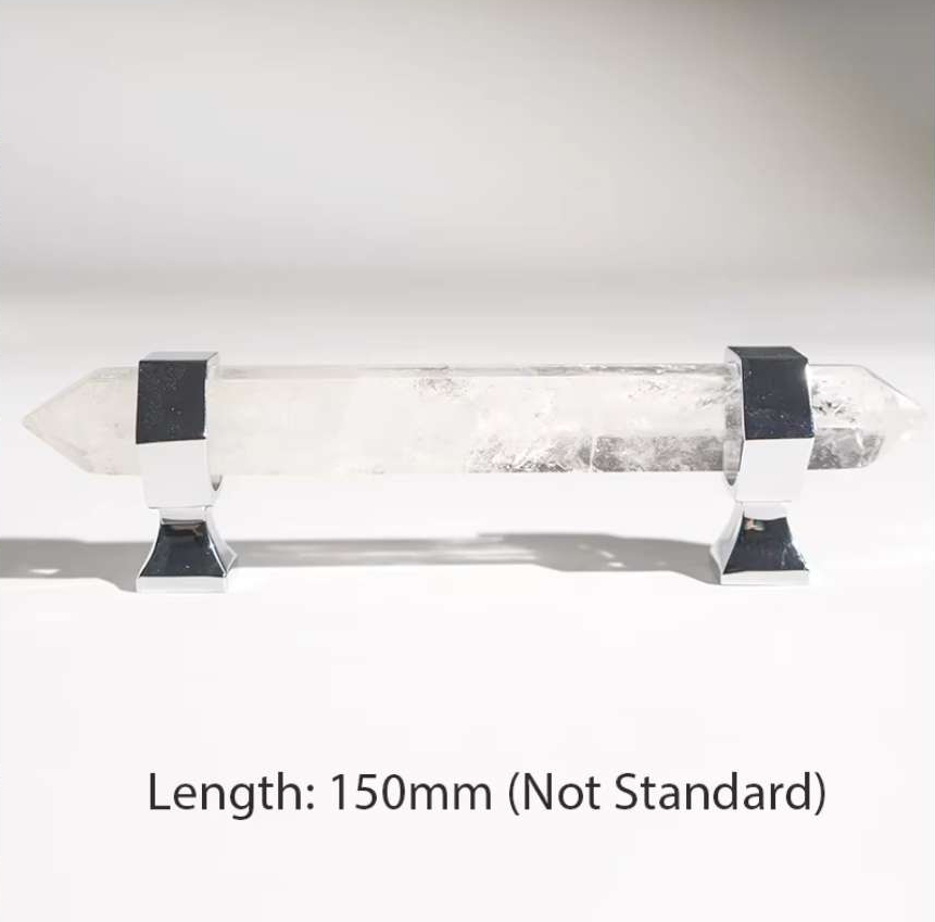 Furniture Handles 1 Piece Single and Double Hole Natural Crystal Furniture Wardrobe Cupboard Makeup Cabinet Hexagonal Prism Handle Double Hole Silver Base White Crystal