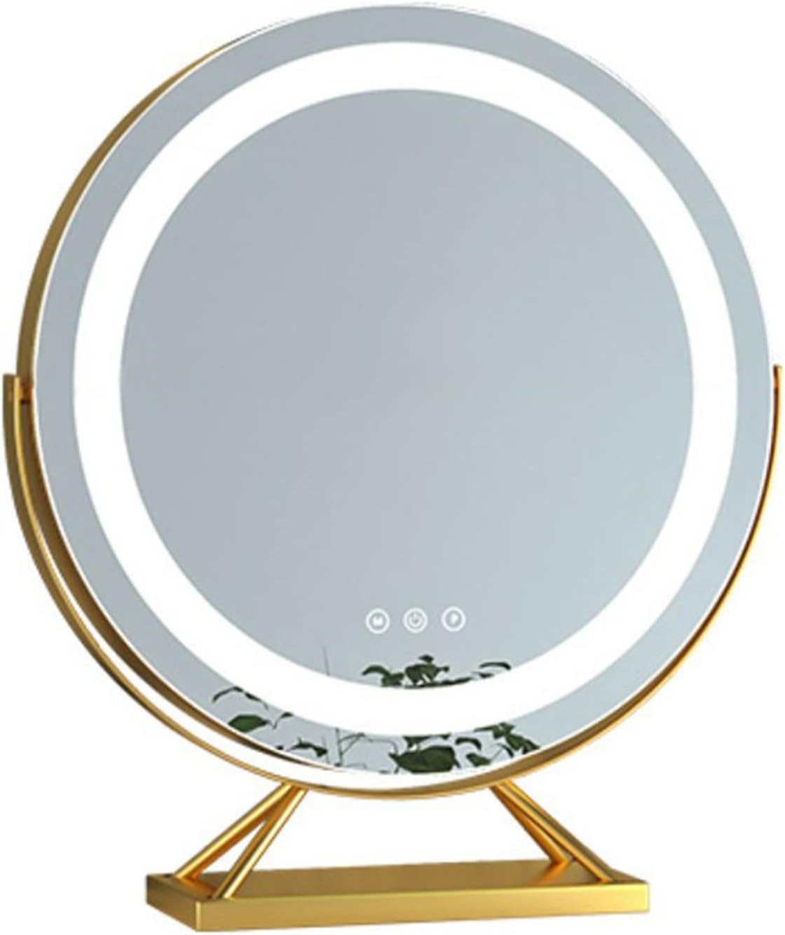 Round Cosmetic Mirror,Desktop Led Makeup Mirror Touch Switch With 3 Color Light Adjustment HD Mirror,Bedroom Living Room Bathroom Dressing Table Vanity Mirror,360°Rotating Cosmetic Mirror ,gold ( Colo