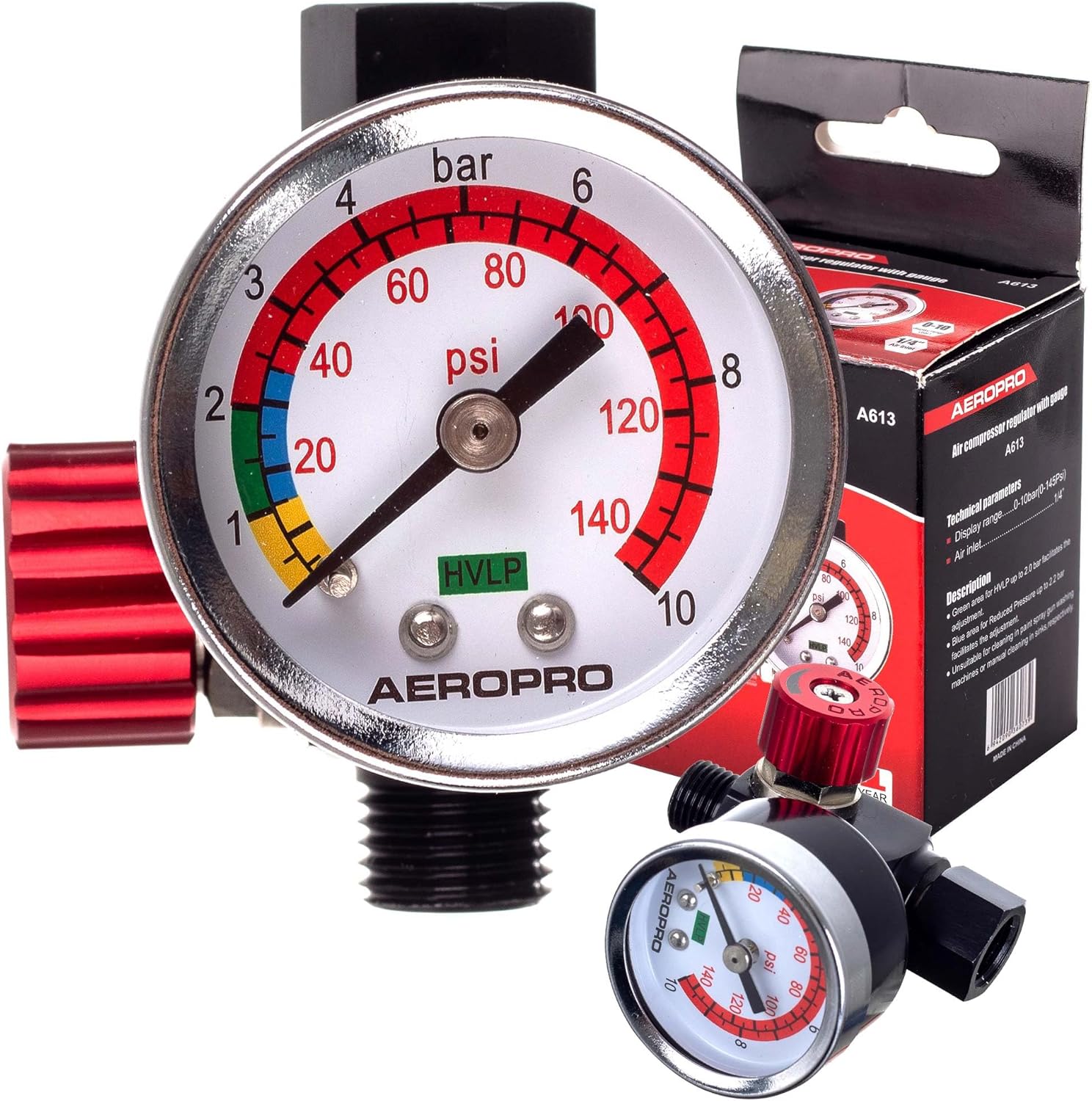 Pressure Regulator for Paint Spray Gun Pressure Regulator Professional AEROPRO 1/4 Inch 0-10 Bar