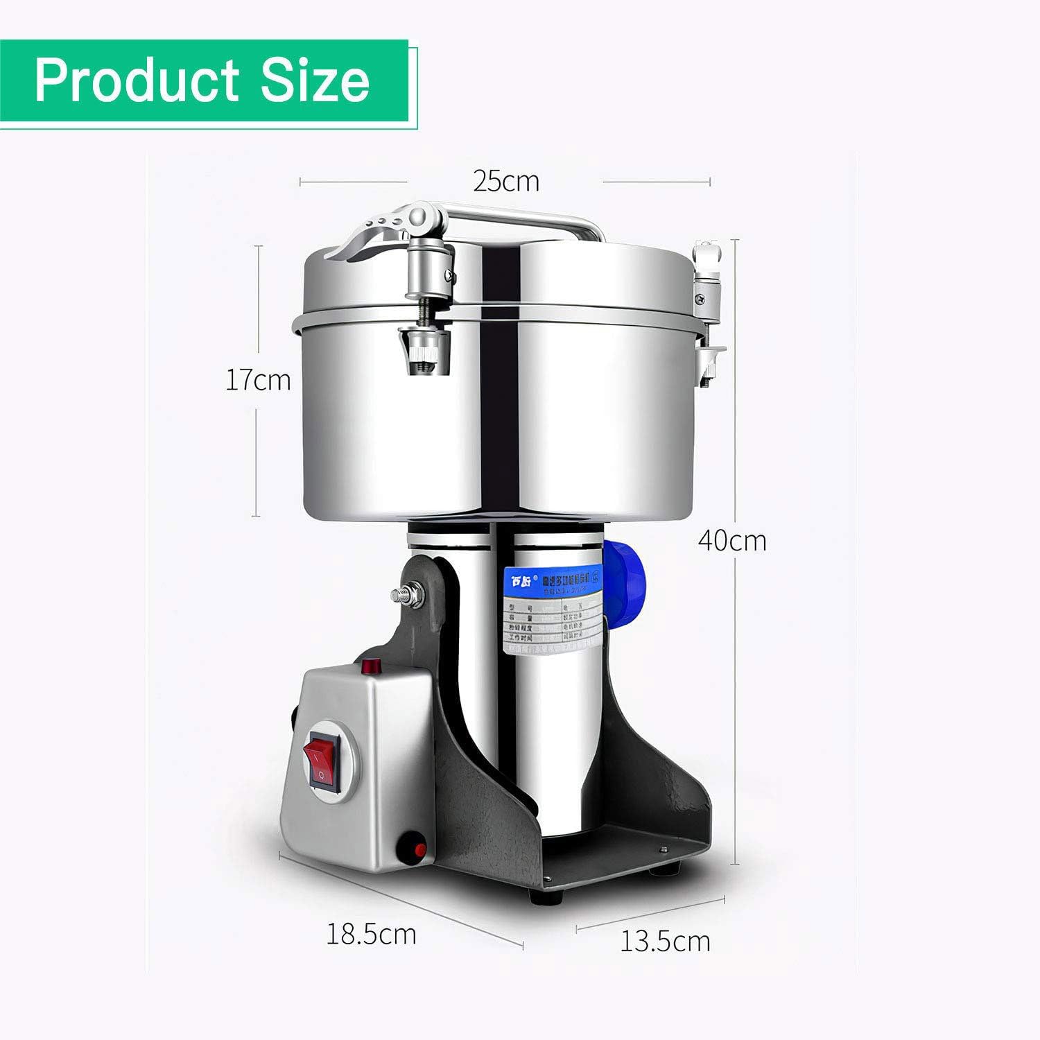 ANXYYDS Electric Grain Grinder Spice Grain Mill Stainless Steel High Speedy Grinding with Overload Protection& 5min Timer Mill for Dry Spice Herbs/Nut/Coffee/Rice,4500g