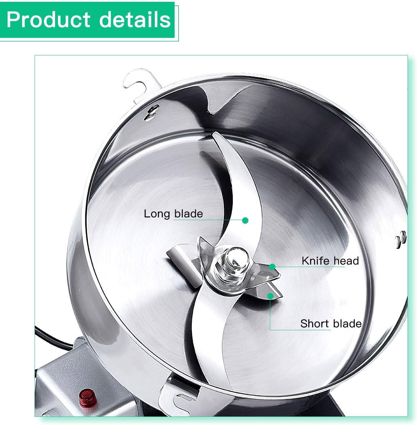 ANXYYDS Electric Grain Grinder Spice Grain Mill Stainless Steel High Speedy Grinding with Overload Protection& 5min Timer Mill for Dry Spice Herbs/Nut/Coffee/Rice,4500g