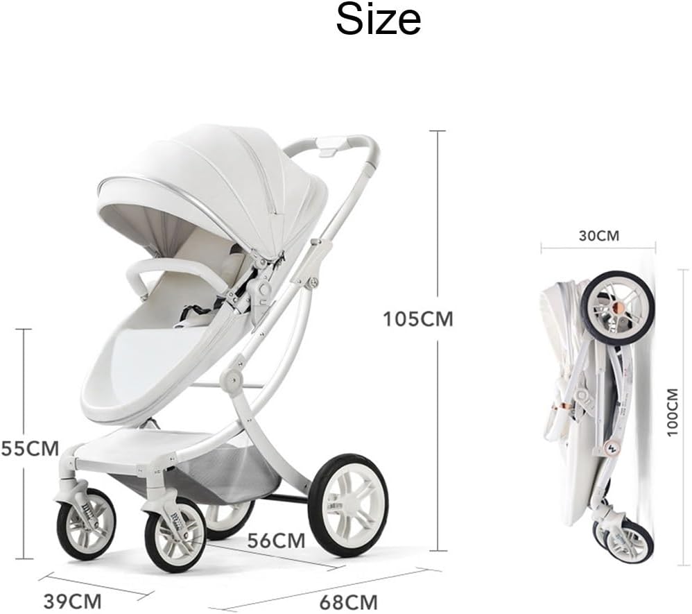 YCKEGEW Baby Pushchair Stroller-Eggshell Design Strollers & Buggies Lightweight,Pram Stroller for Toddler Can Sit Or Lie Down，One Foot Brake Multifunctional Bassinet Stroller (Color : Brown)