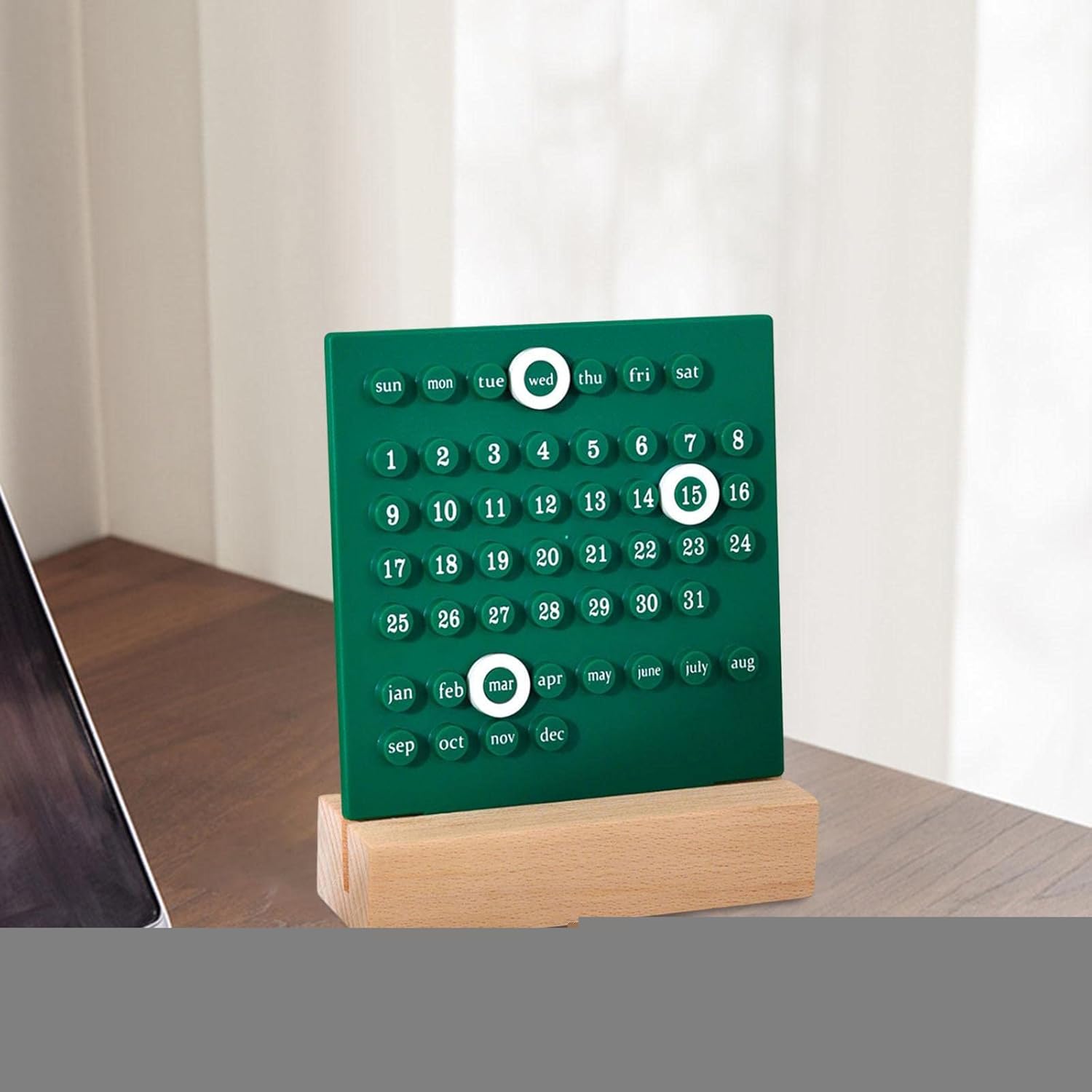 Perpetual Calendar Date Record Handmade DIY Ring Ornaments Desk Calendar for Office Supplies Home Kitchen Decor (Green)