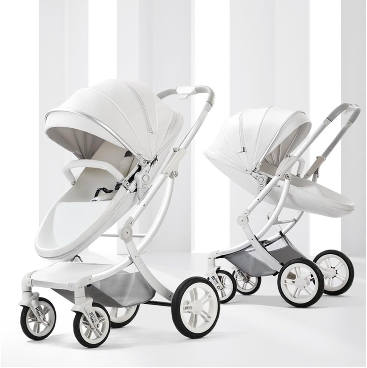 YCKEGEW Baby Pushchair Stroller-Eggshell Design Strollers & Buggies Lightweight,Pram Stroller for Toddler Can Sit Or Lie Down，One Foot Brake Multifunctional Bassinet Stroller (Color : Brown)