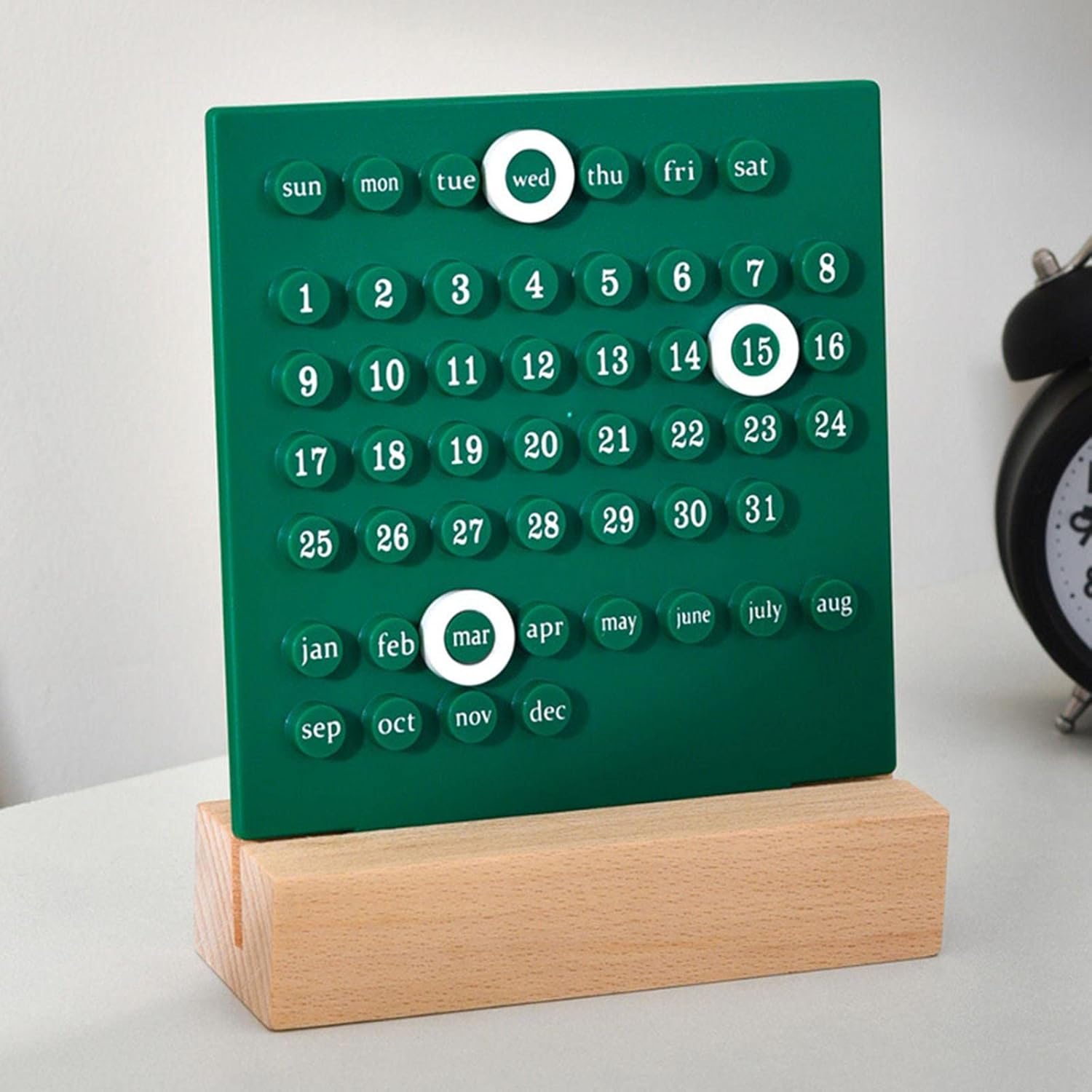 Perpetual Calendar Date Record Handmade DIY Ring Ornaments Desk Calendar for Office Supplies Home Kitchen Decor (Green)