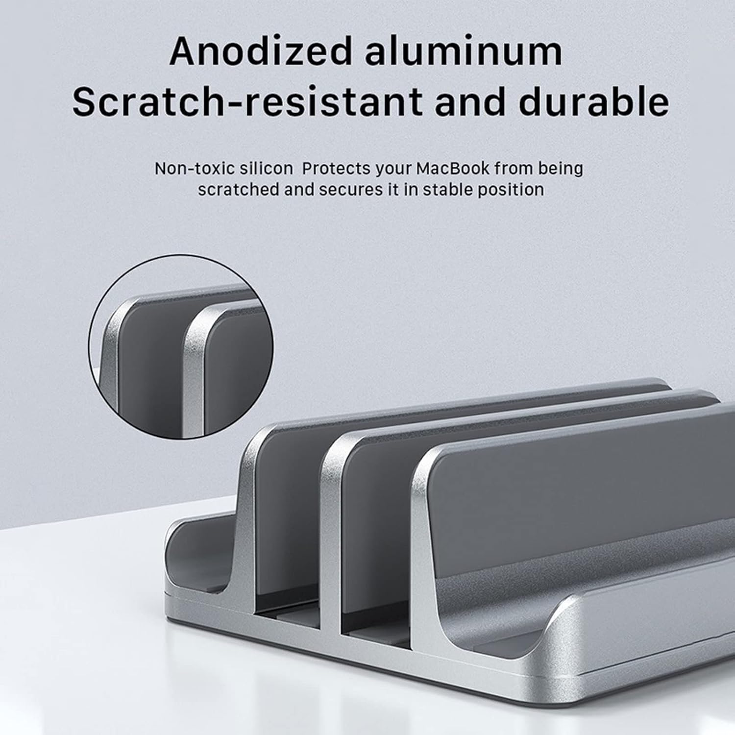 Laptop Stand Dual Vertical Laptop Stand Anodized Aluminum Heat Dissipation Adjustable Size for Laptop Tablet Hold (Color : Sliver) (Grey)