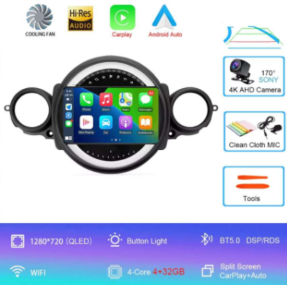 Car Radio Android 14 for BMW Mini Cooper R56 R60 R51 2006 2015 GPS Carplay Navigation Stereo Auto DSP BT DVD Multimedia Player