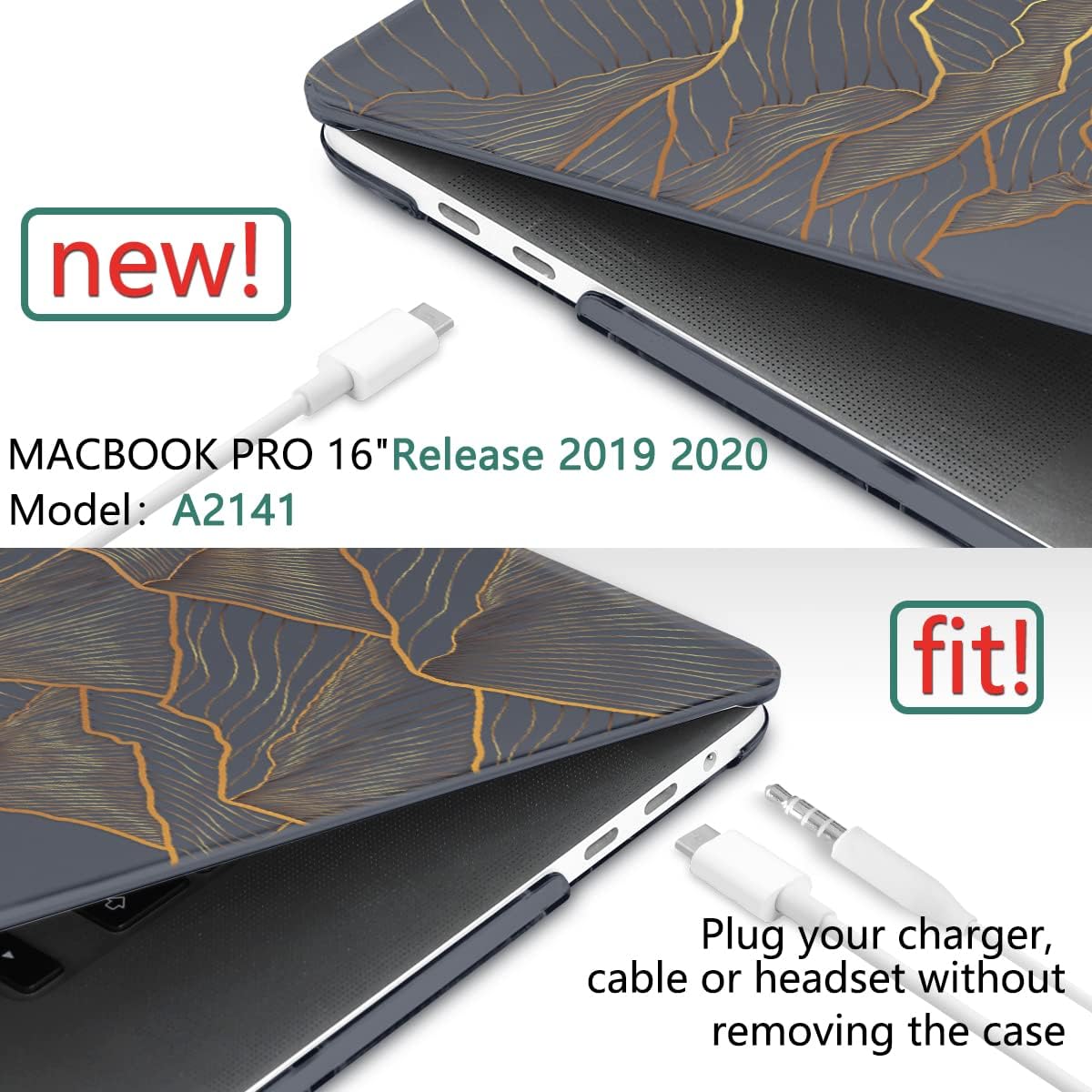 DONGKE Compatible with Older MacBook Pro 16 inch Case 2020 2019 Release A2141 with Touch Bar Fits Touch ID, Plastic Hard Shell & Keyboard Cover & Screen Film - Abstract Mountain