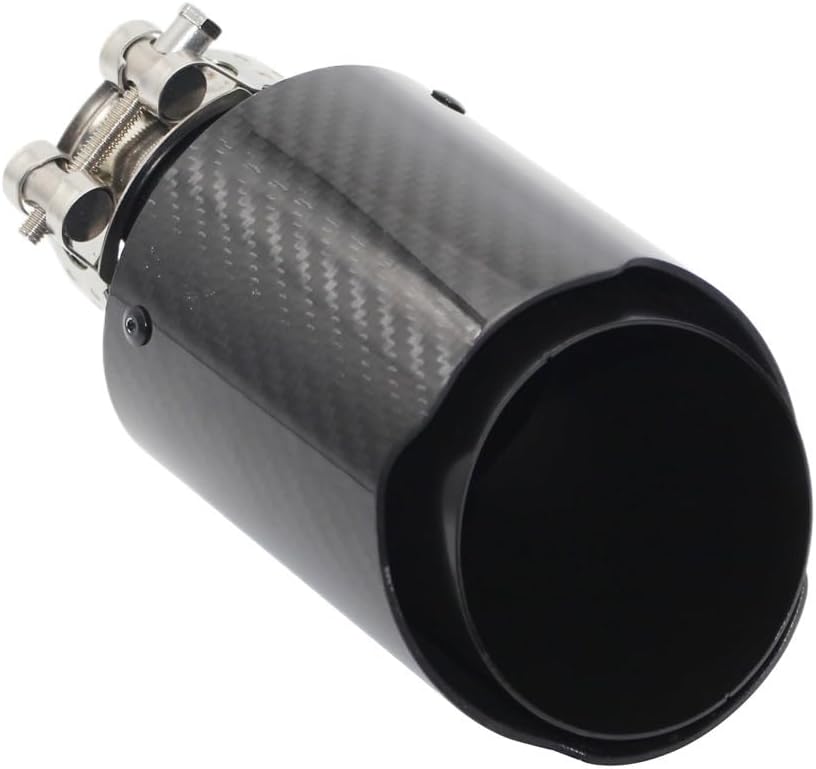 Exhaust Tips Car Glossy Carbon Fiber Muffler Tip Exhaust System Pipe Mufflers Nozzle Universal Straight Stainless Black Car Exhaust (Color : 63mm-114mm)