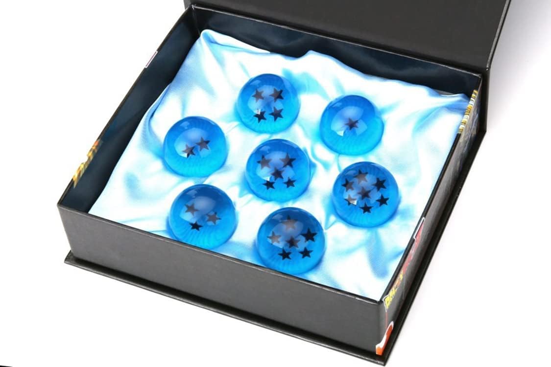 7pcs 76 MM Collectible Crystal Acrylic Resin Glass Ball with Gift Box Dragon Transparent Play Balls (Blue) (76mm)