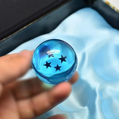 1 box(=7 pieces) 76 MM Collectible Crystal Acrylic Resin Glass Ball with Gift Box Dragon Transparent Play Balls (Blue) (76mm)