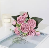 (pink)7 Heads Rose Artificial Wedding Home Decoration Brushed Cloth Simulation Rose Bouquet Home Hotel Decoration Fake Flowers