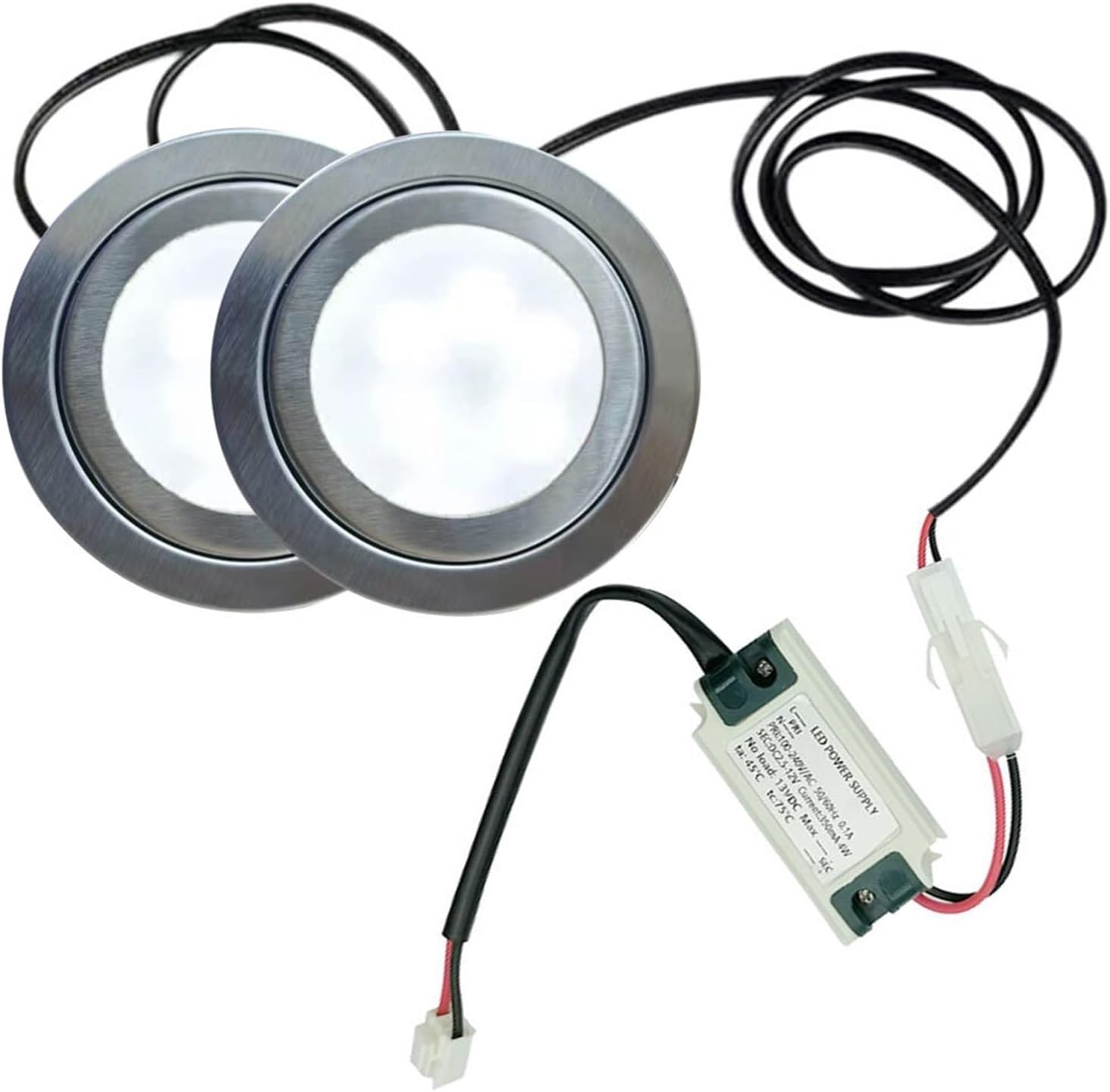 RUEHALF 1-Set 2x 68mm Range Hood Light Bulb 1x 100-240V LED Driver 2x Cables Smoke Extractor Light for 2 1/2in Hole White 6000K