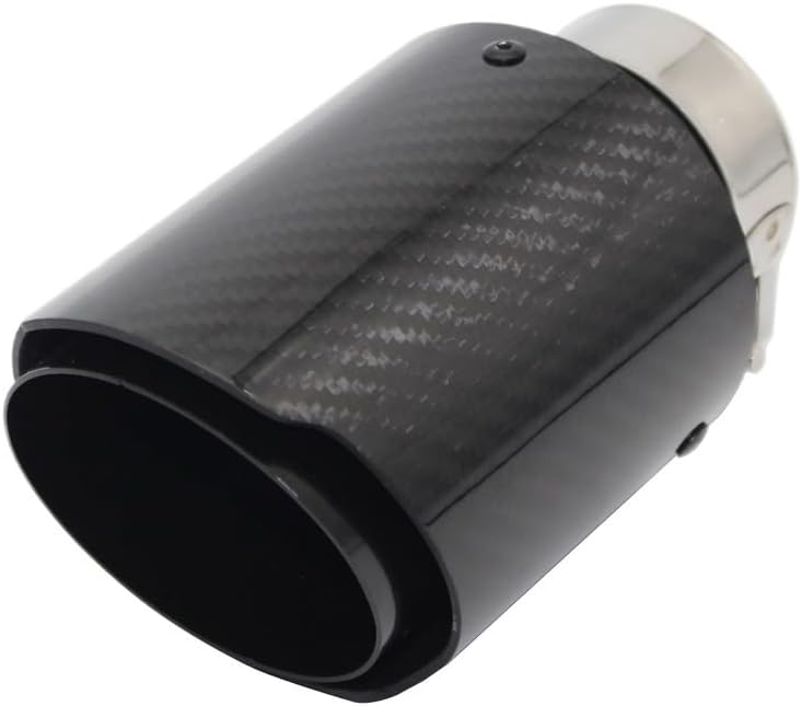 Exhaust Tips Car Glossy Carbon Fiber Muffler Tip Exhaust System Pipe Mufflers Nozzle Universal Straight Stainless Black Car Exhaust (Color : 63mm-114mm)