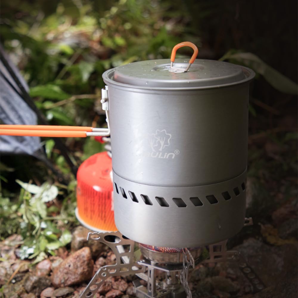 kosingna 1.5/2.1L Outdoor Camping Traveling Hiking Heat Collection Pot Cooking Tableware