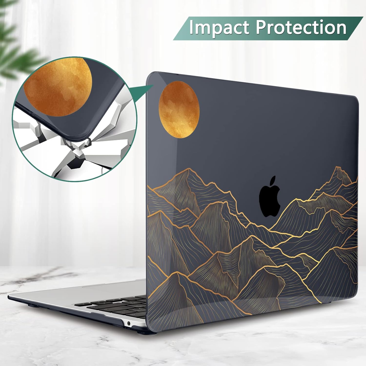 DONGKE Compatible with Older MacBook Pro 16 inch Case 2020 2019 Release A2141 with Touch Bar Fits Touch ID, Plastic Hard Shell & Keyboard Cover & Screen Film - Abstract Mountain