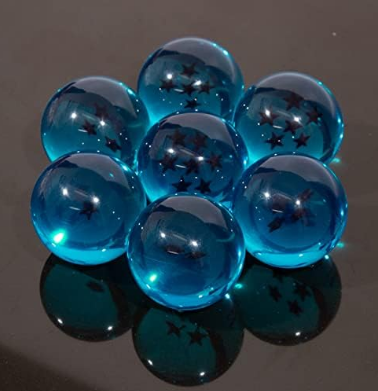 1 box(=7 pieces) 76 MM Collectible Crystal Acrylic Resin Glass Ball with Gift Box Dragon Transparent Play Balls (Blue) (76mm)
