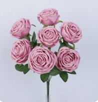 (pink)7 Heads Rose Artificial Wedding Home Decoration Brushed Cloth Simulation Rose Bouquet Home Hotel Decoration Fake Flowers
