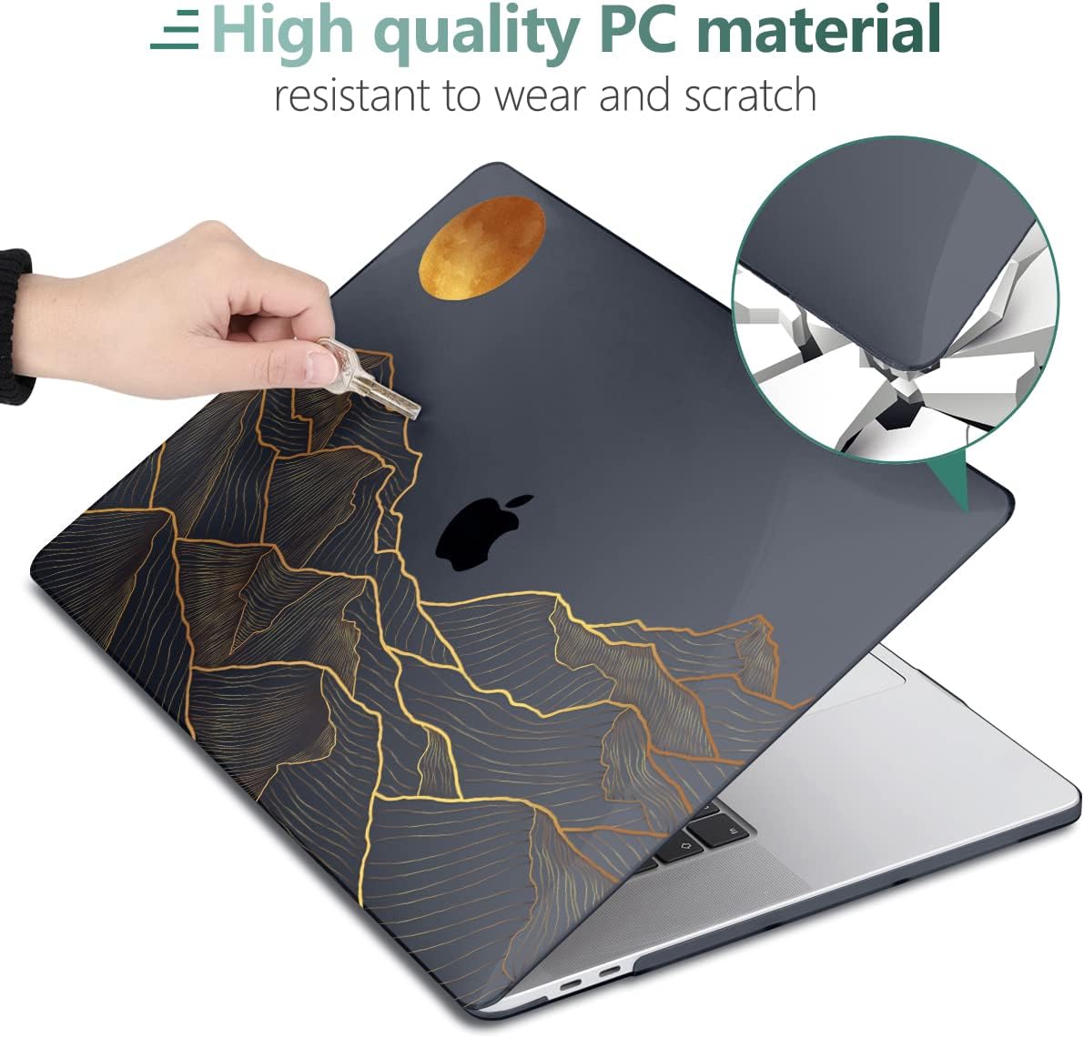 DONGKE Compatible with Older MacBook Pro 16 inch Case 2020 2019 Release A2141 with Touch Bar Fits Touch ID, Plastic Hard Shell & Keyboard Cover & Screen Film - Abstract Mountain