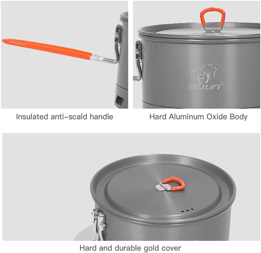 kosingna 1.5/2.1L Outdoor Camping Traveling Hiking Heat Collection Pot Cooking Tableware
