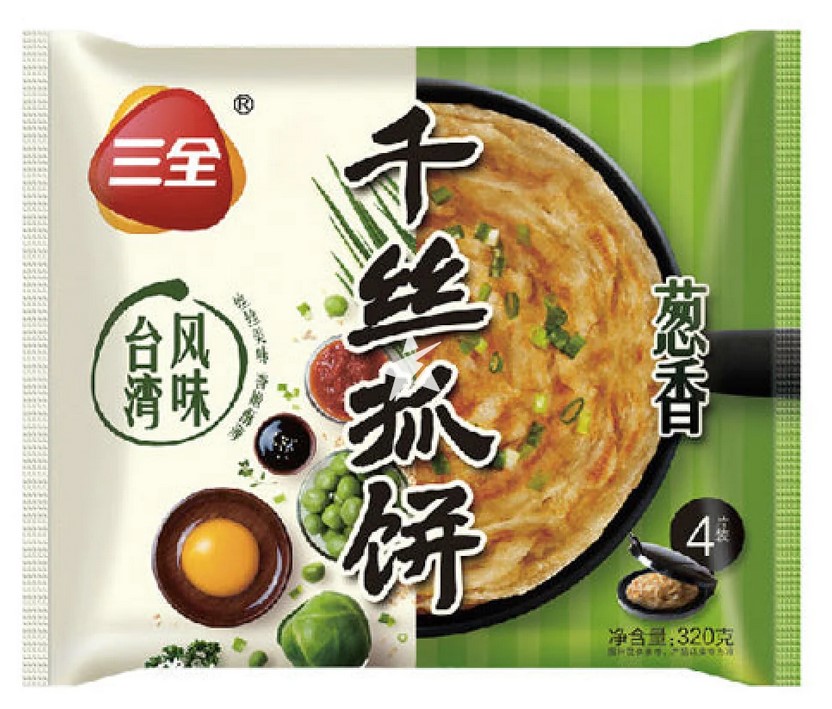 【三全葱香干丝手抓饼】
  SQ SPRING ONION FLAVOUR PANCAKE 
【320G/包】【16包/箱】Bing