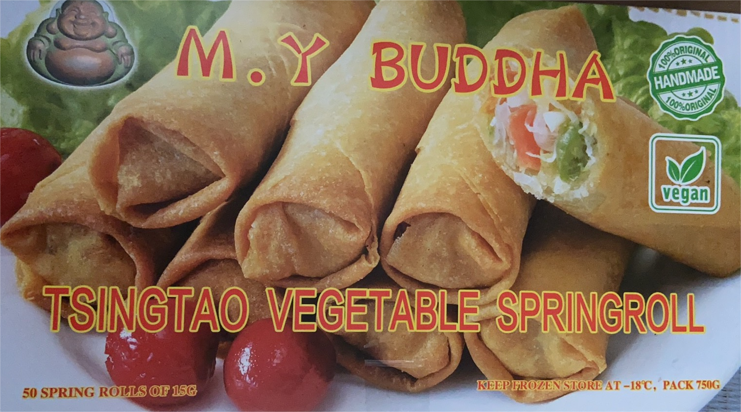 【BUDDHA青岛春卷】 TT Veg Spring Roll (M.Y BUDDHA) 【10包/箱】【50个/盒】ChunJ