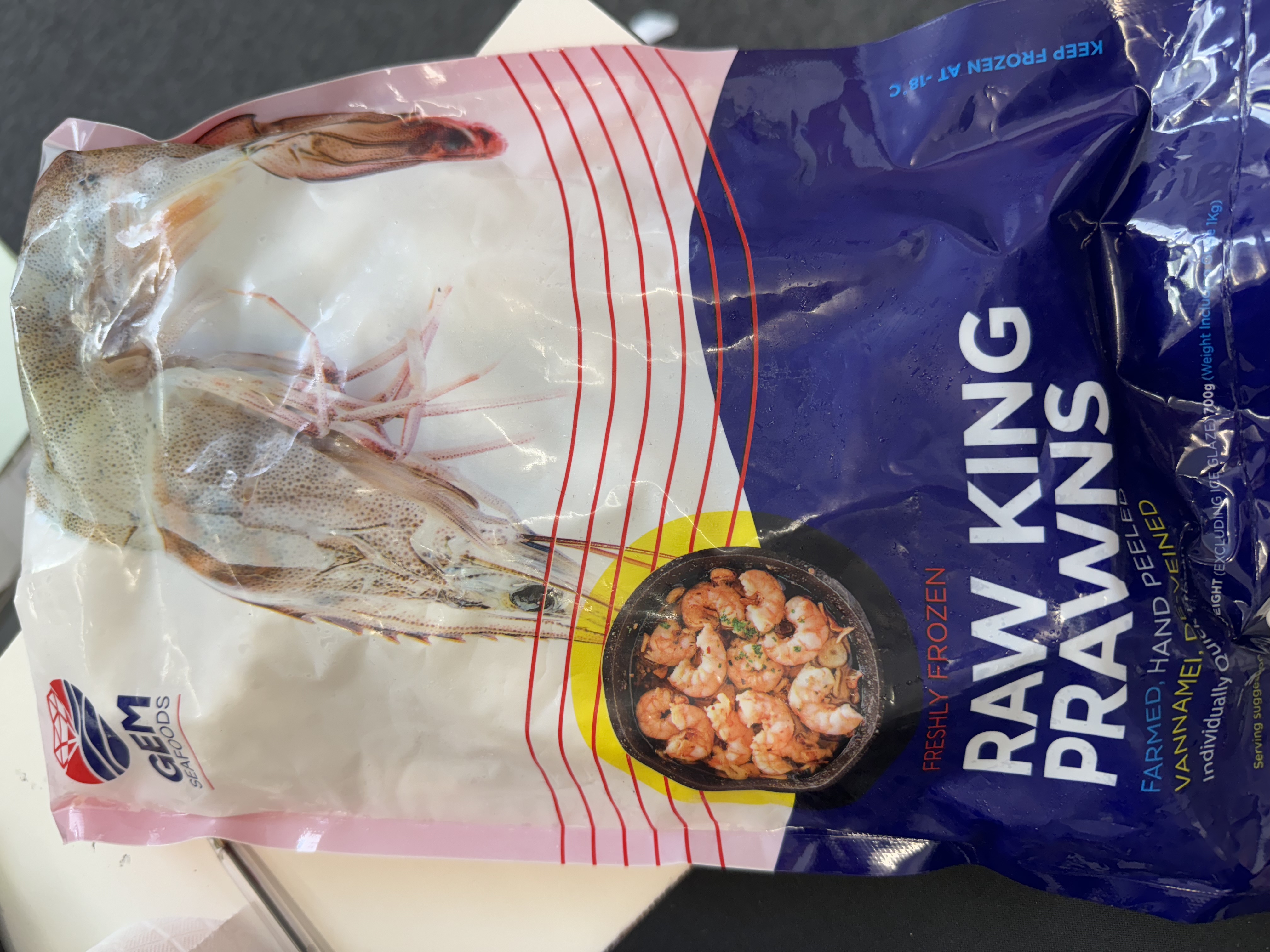 【16/20 去皮虾】16/20 FROZEN RAW KING PRAWNS HAND PEELED【1kg*10  Net 7kg】DongX